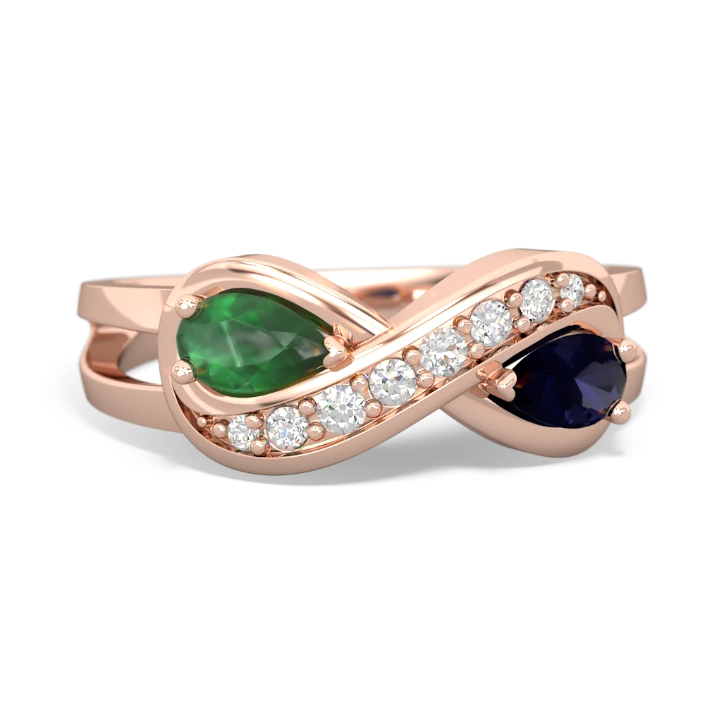 Emerald Diamond Infinity 14K Rose Gold ring R5390