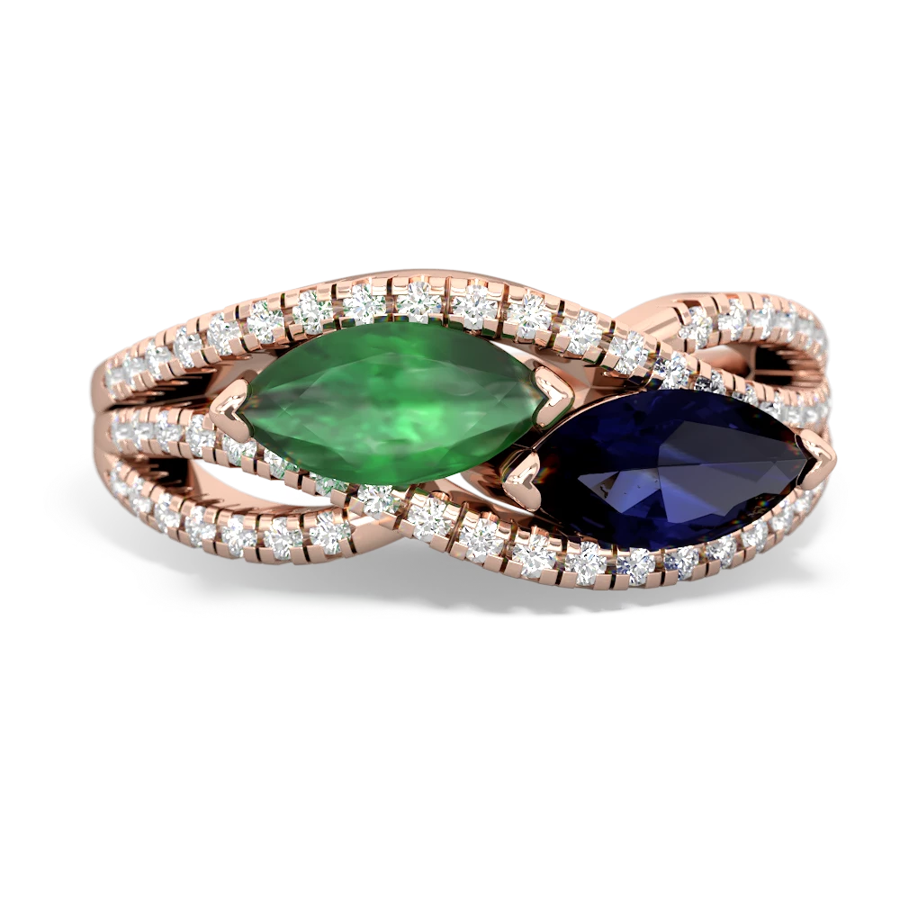 Emerald Diamond Rivers 14K Rose Gold ring R3070