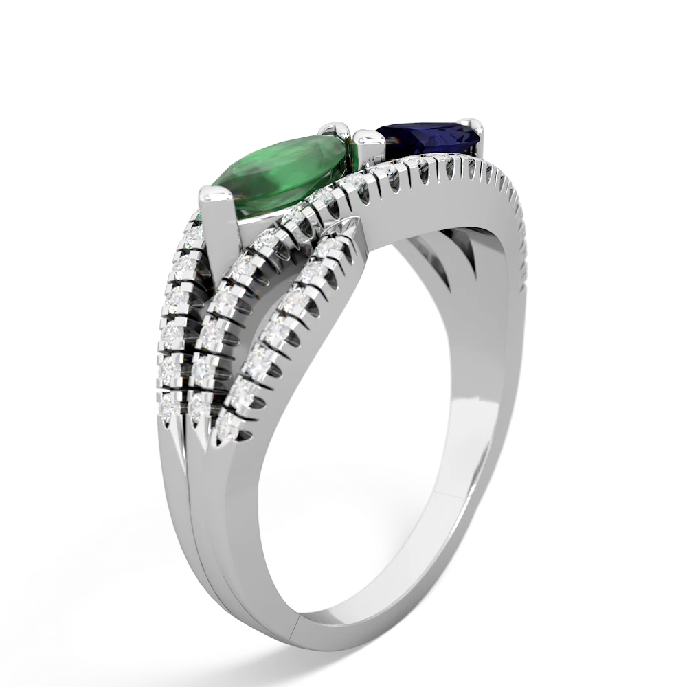 Emerald Diamond Rivers 14K White Gold ring R3070