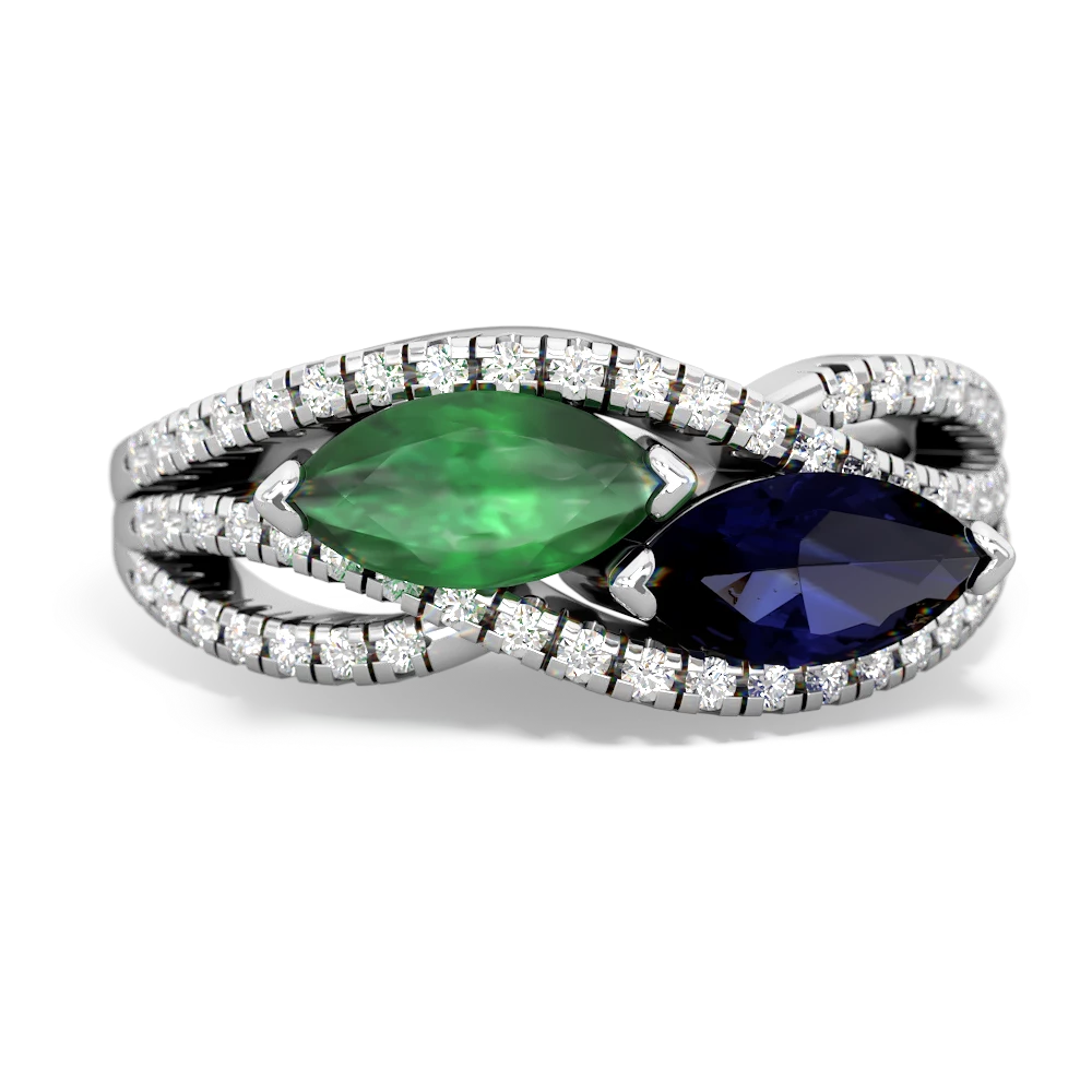 Emerald Diamond Rivers 14K White Gold ring R3070