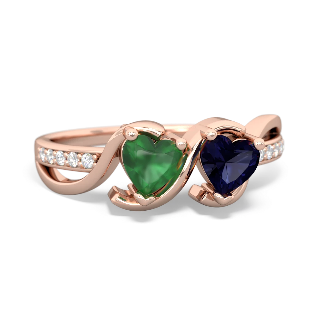 Emerald Side By Side 14K Rose Gold ring R3090