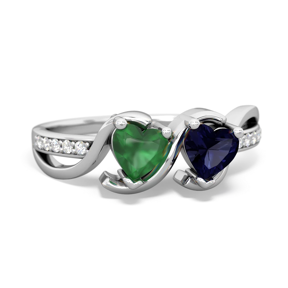 Emerald Side By Side 14K White Gold ring R3090