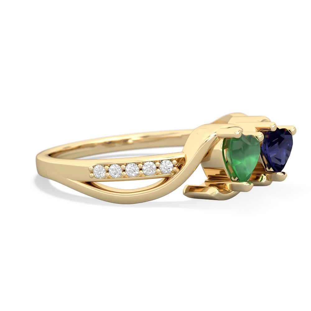 Emerald Side By Side 14K Yellow Gold ring R3090