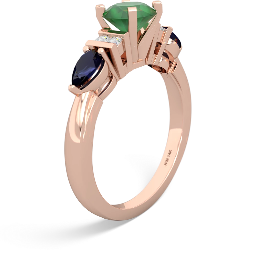 Emerald 6Mm Round Eternal Embrace Engagement 14K Rose Gold ring R2005