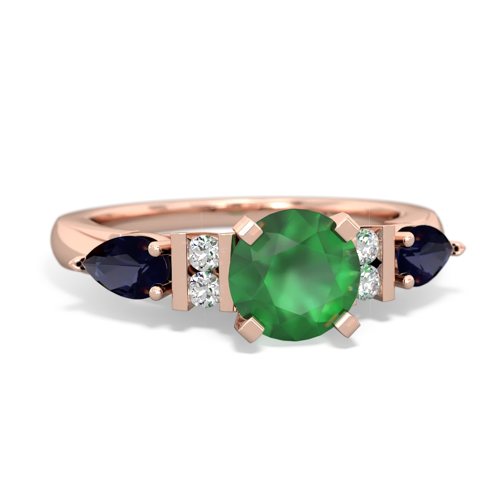 Emerald 6Mm Round Eternal Embrace Engagement 14K Rose Gold ring R2005