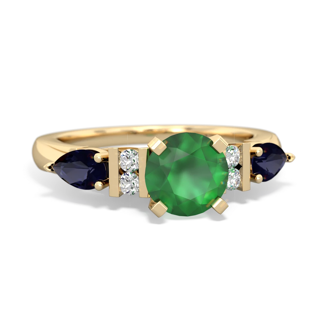 Emerald 6Mm Round Eternal Embrace Engagement 14K Yellow Gold ring R2005