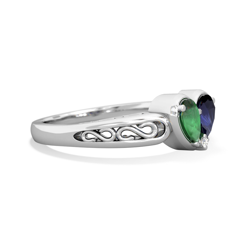 Emerald Filligree 'One Heart' 14K White Gold ring R5070