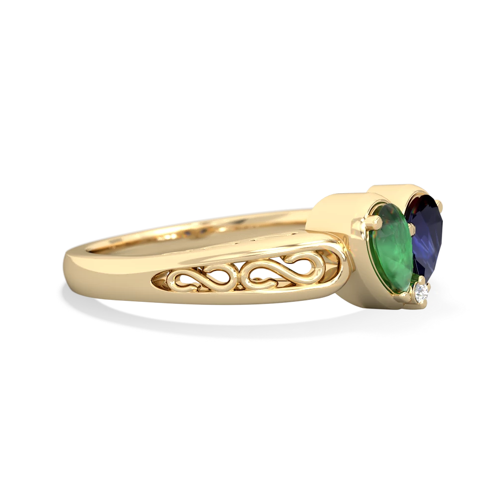 Emerald Filligree 'One Heart' 14K Yellow Gold ring R5070