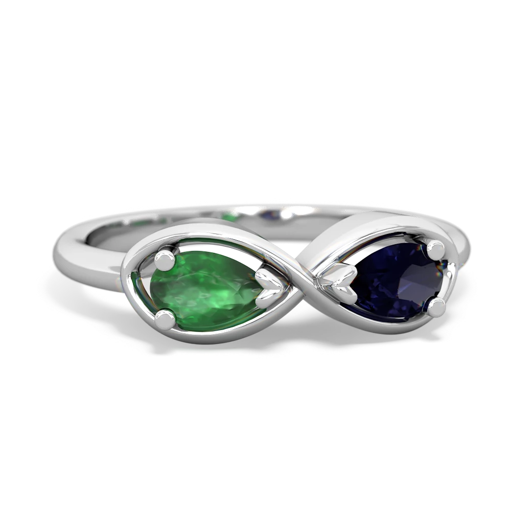 Emerald Infinity 14K White Gold ring R5050