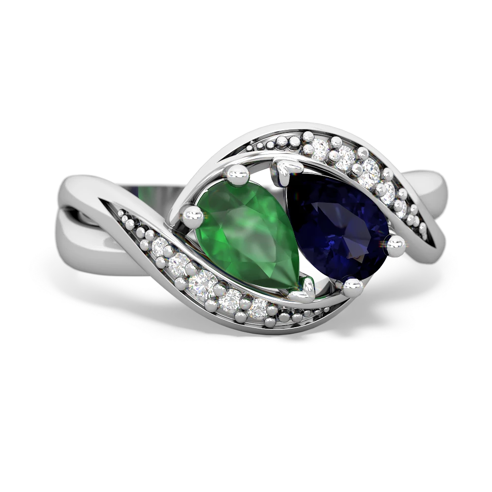 Emerald Summer Winds 14K White Gold ring R5342