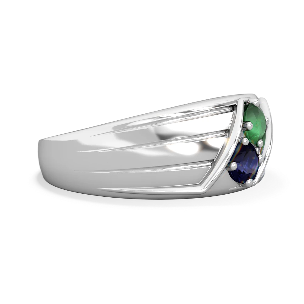 Emerald Men's Streamline 14K White Gold ring R0460