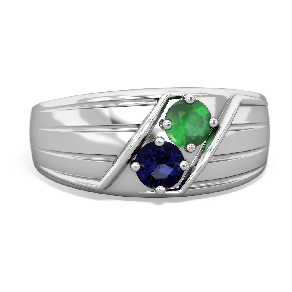 Emerald Men's Streamline 14K White Gold ring R0460
