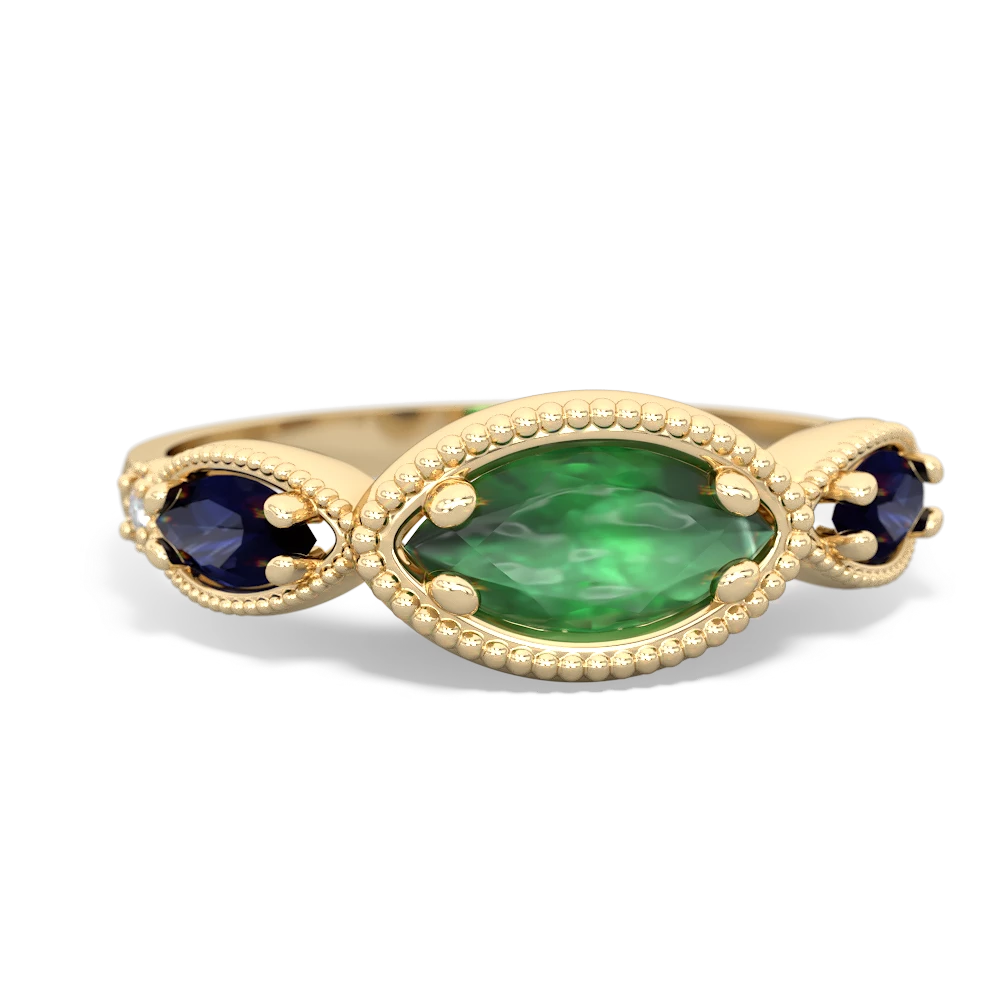 Emerald Milgrain Marquise 14K Yellow Gold ring R5700