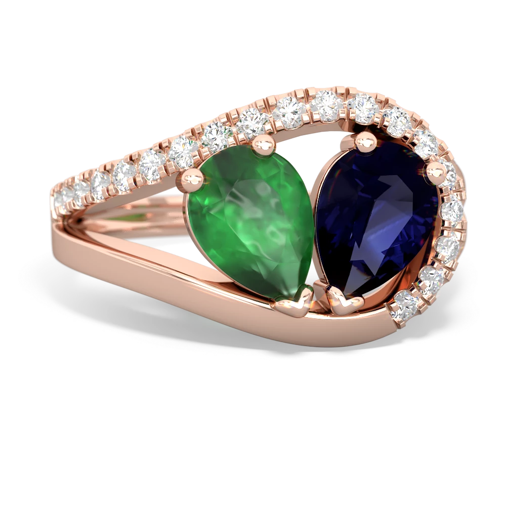 Emerald Nestled Heart Keepsake 14K Rose Gold ring R5650