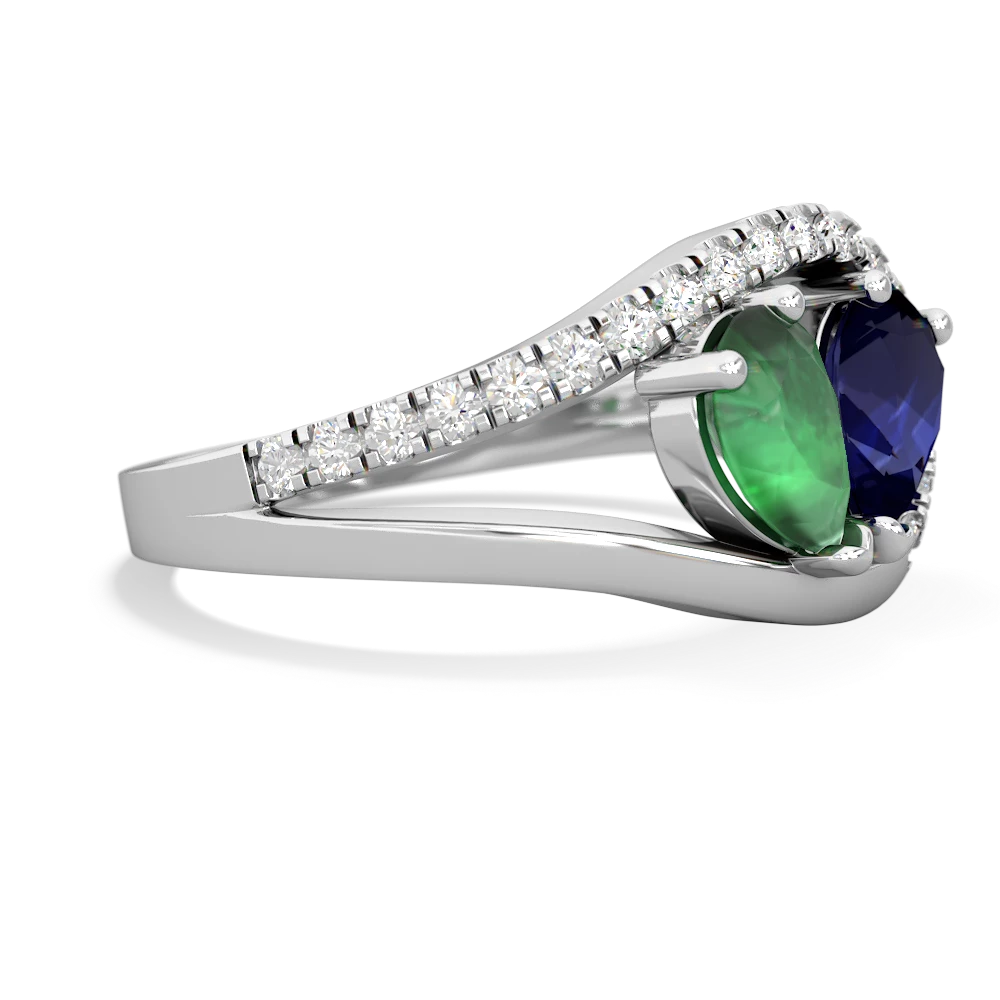 Emerald Nestled Heart Keepsake 14K White Gold ring R5650