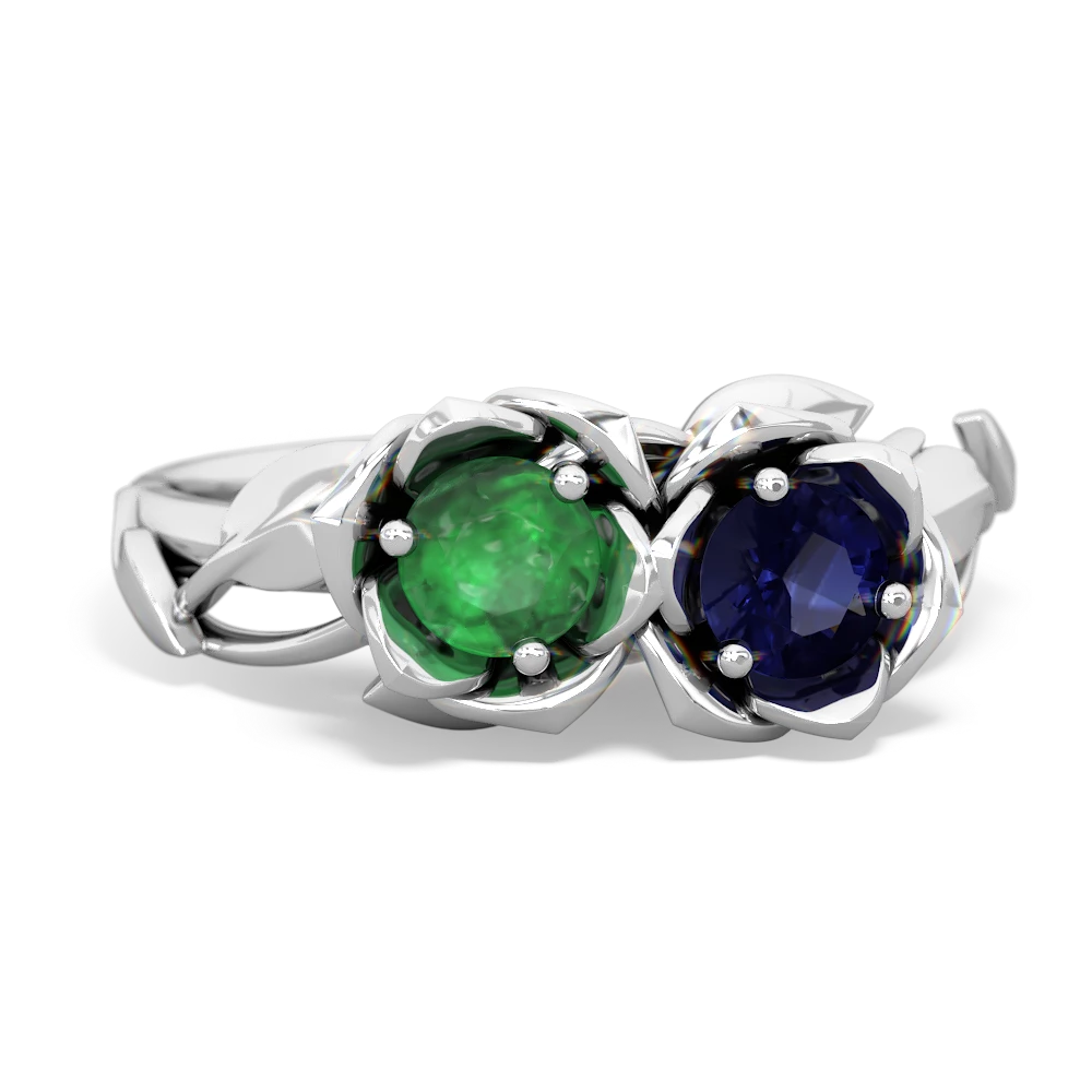 Emerald Rose Garden 14K White Gold ring R5510