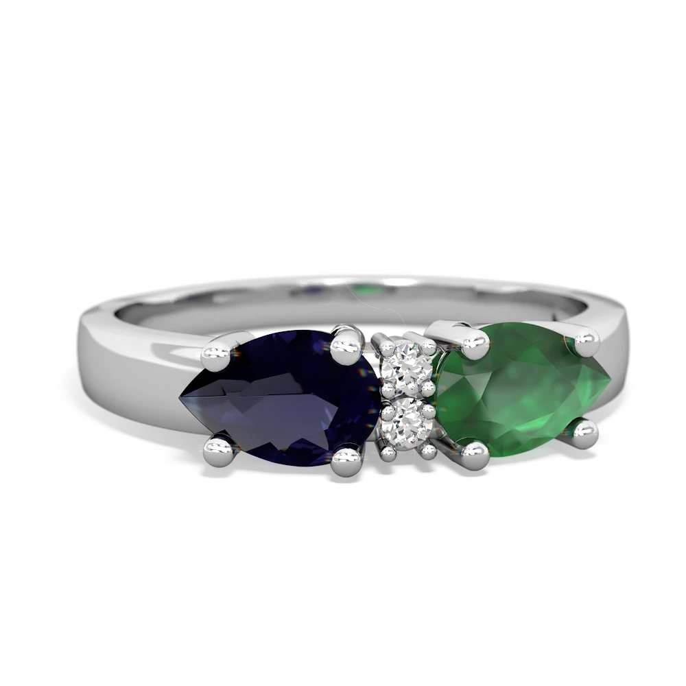 Emerald Pear Bowtie 14K White Gold ring R0865