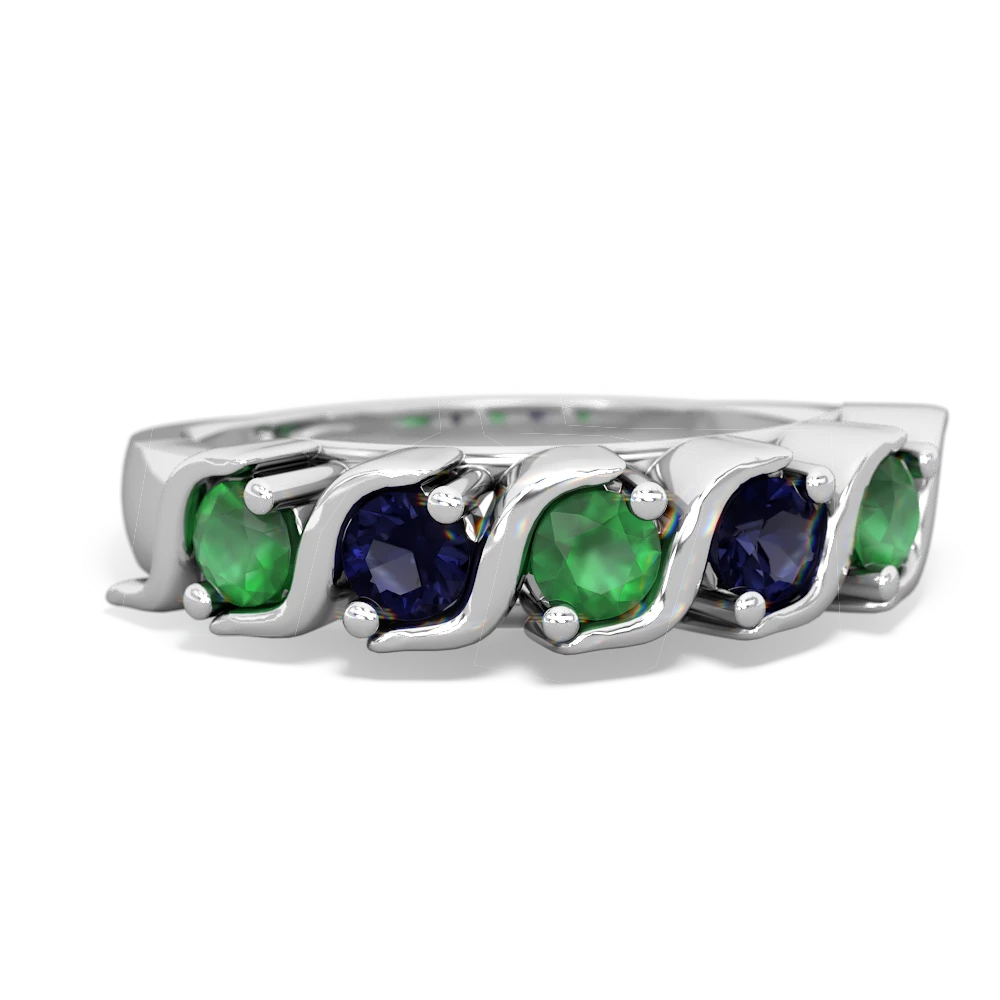 Emerald Anniversary Band 14K White Gold ring R2089