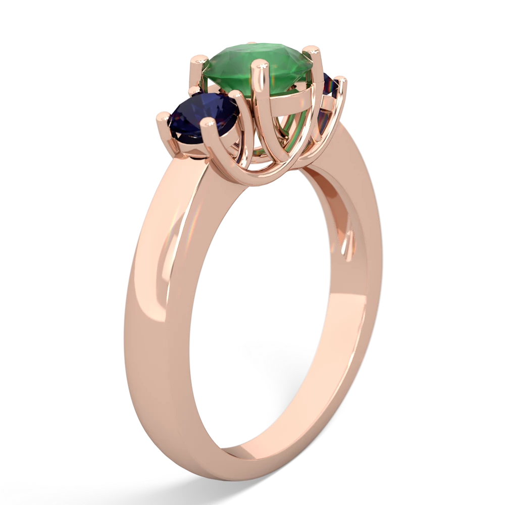 Emerald Three Stone Round Trellis 14K Rose Gold ring R4018