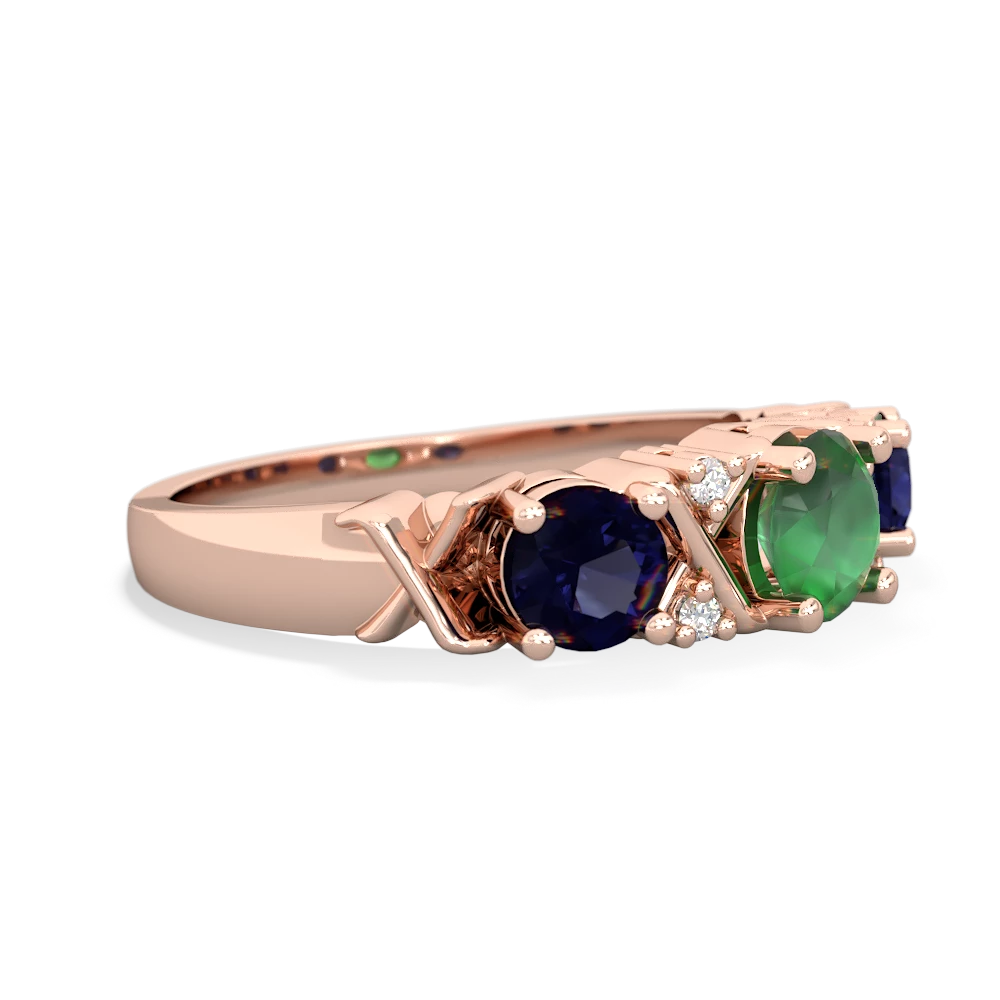 Emerald Hugs And Kisses 14K Rose Gold ring R5016