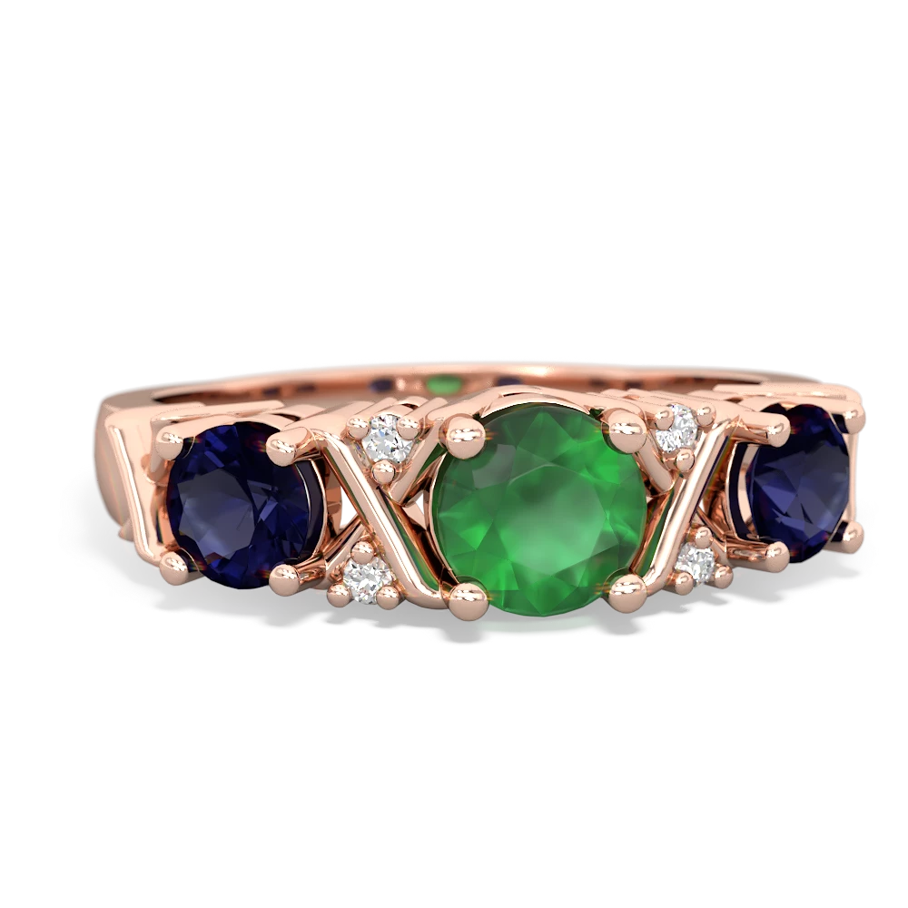 Emerald Hugs And Kisses 14K Rose Gold ring R5016