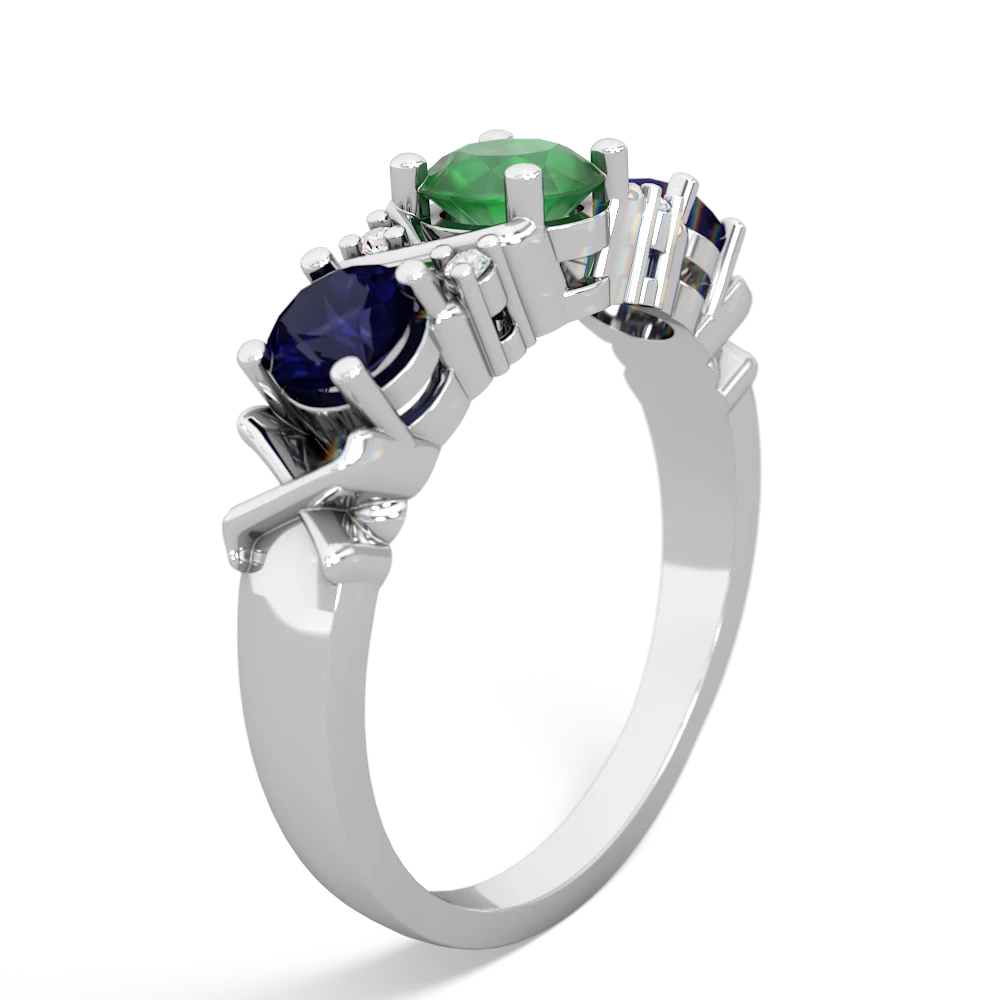 Emerald Hugs And Kisses 14K White Gold ring R5016