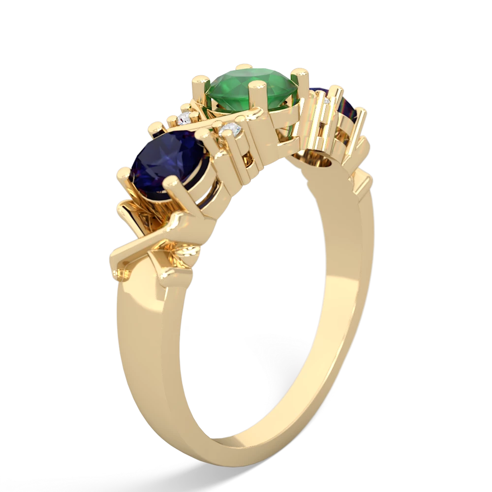 Emerald Hugs And Kisses 14K Yellow Gold ring R5016