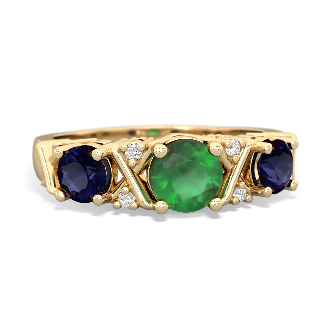 Emerald Hugs And Kisses 14K Yellow Gold ring R5016