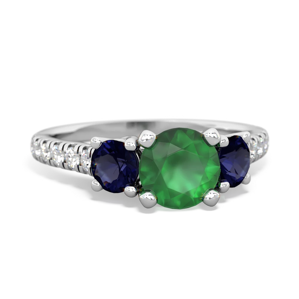 Emerald Pave Trellis 14K White Gold ring R5500