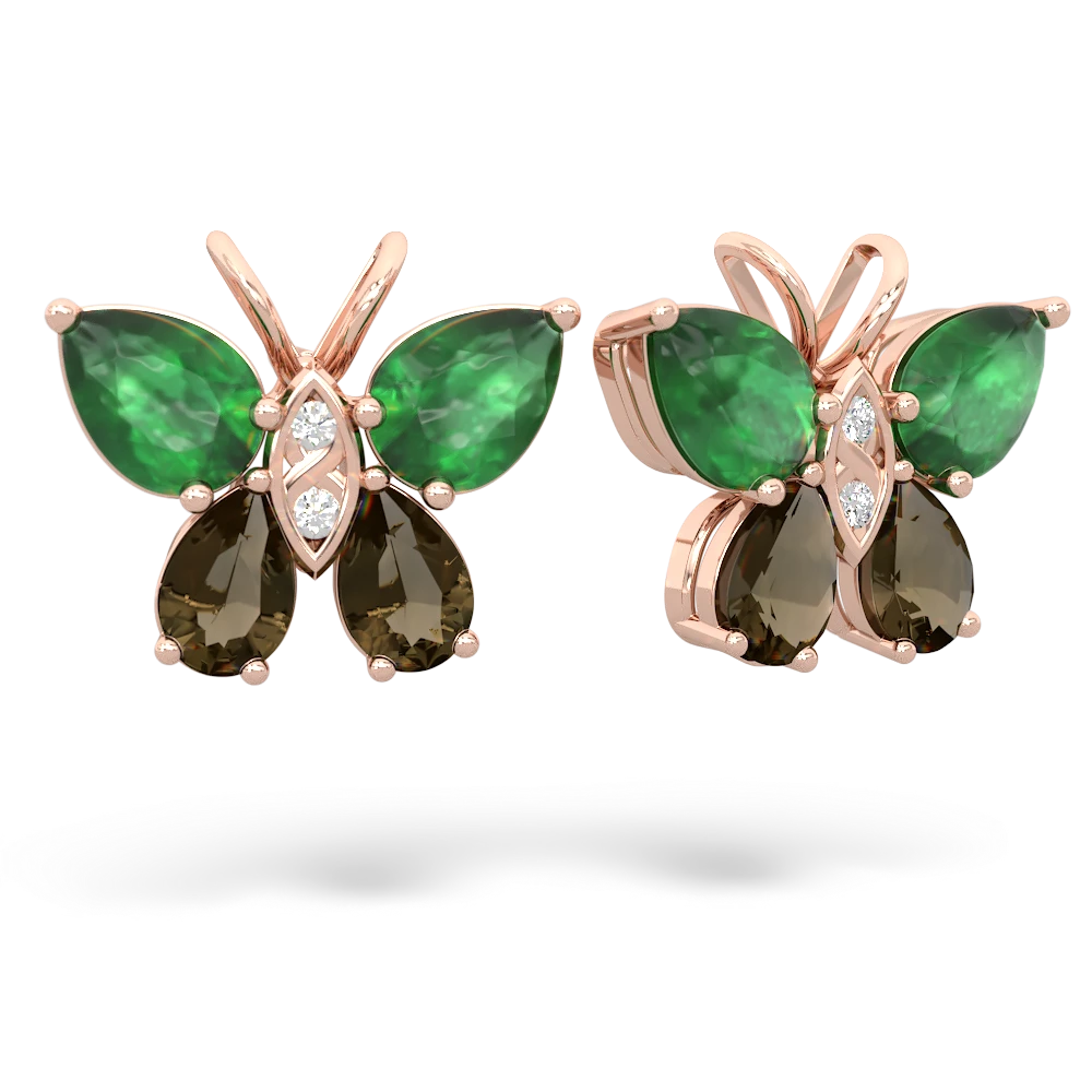 Emerald Butterfly 14K Rose Gold earrings E2215