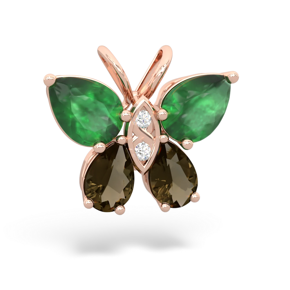 Emerald Butterfly 14K Rose Gold pendant P2215