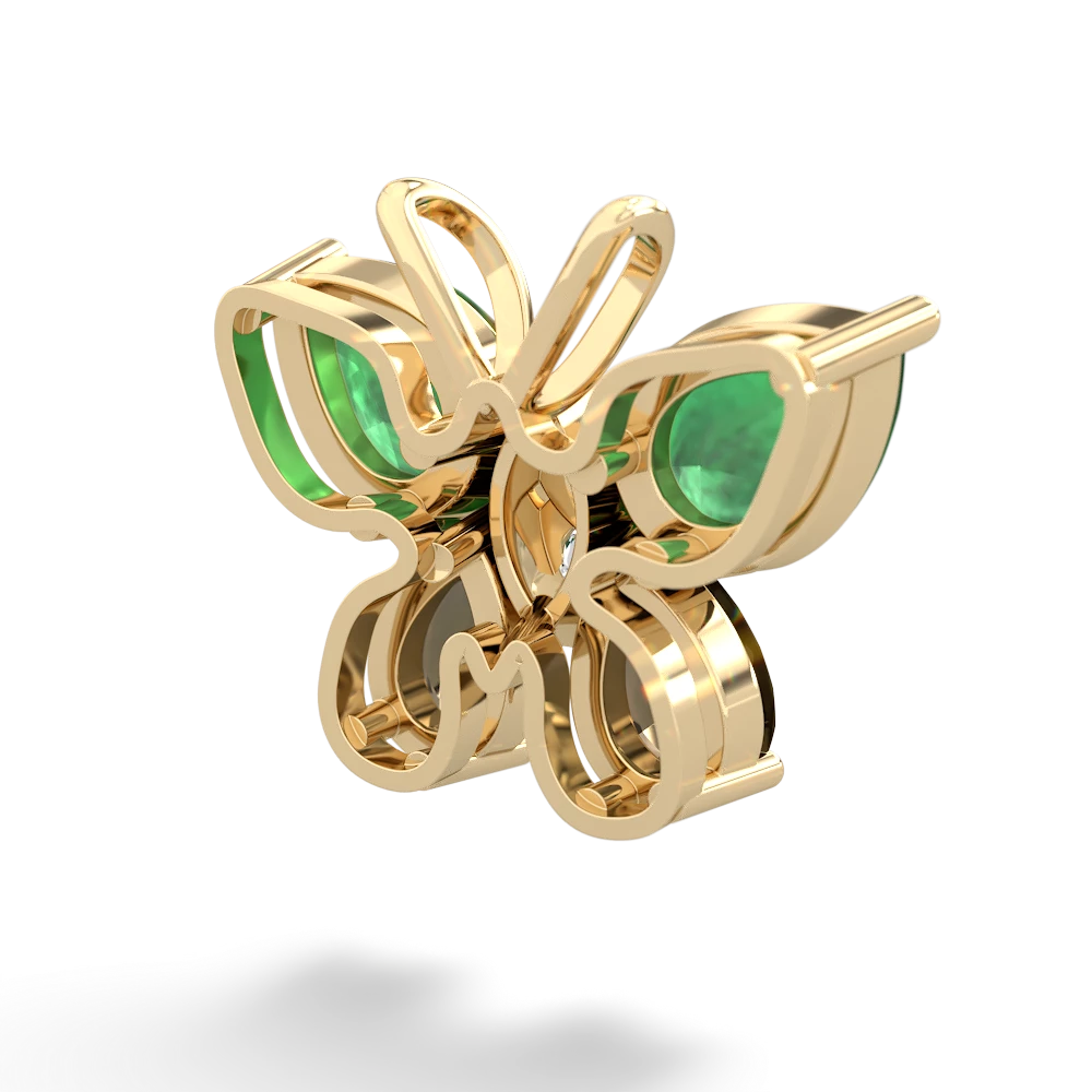 Emerald Butterfly 14K Yellow Gold pendant P2215