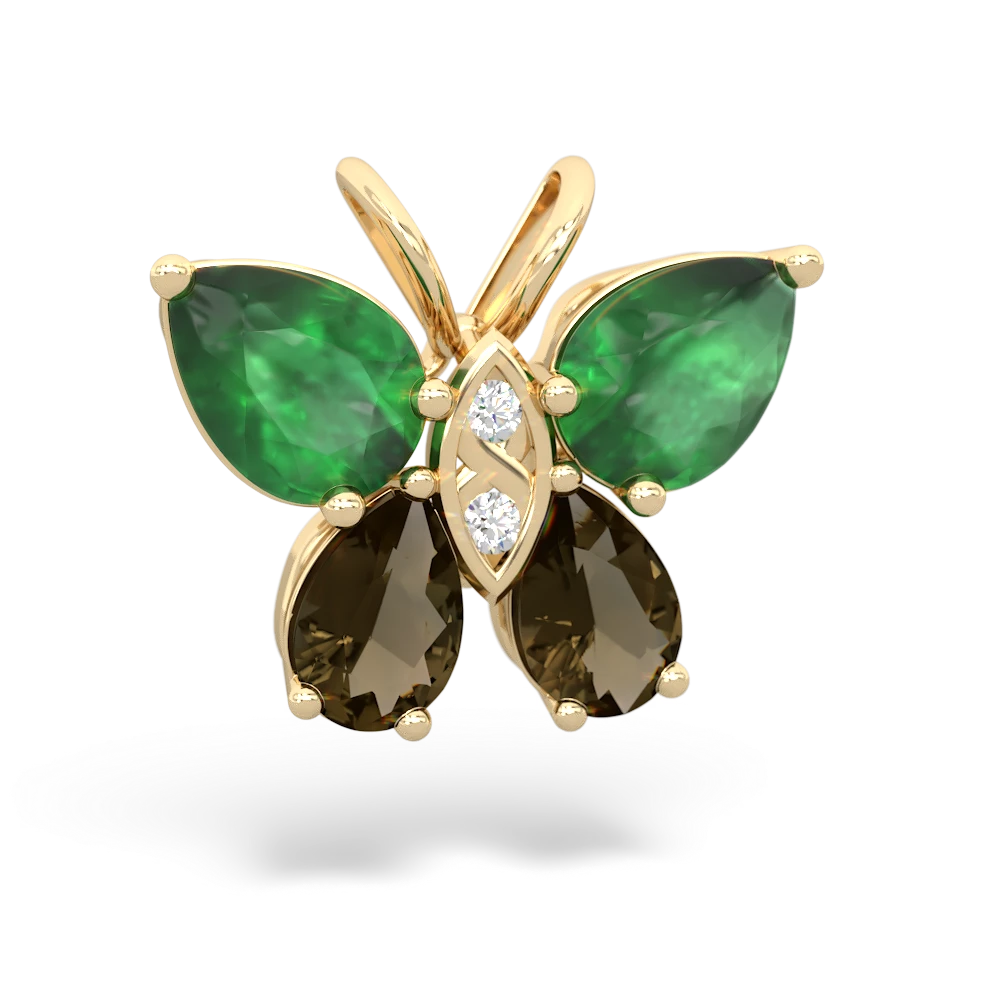 Emerald Butterfly 14K Yellow Gold pendant P2215