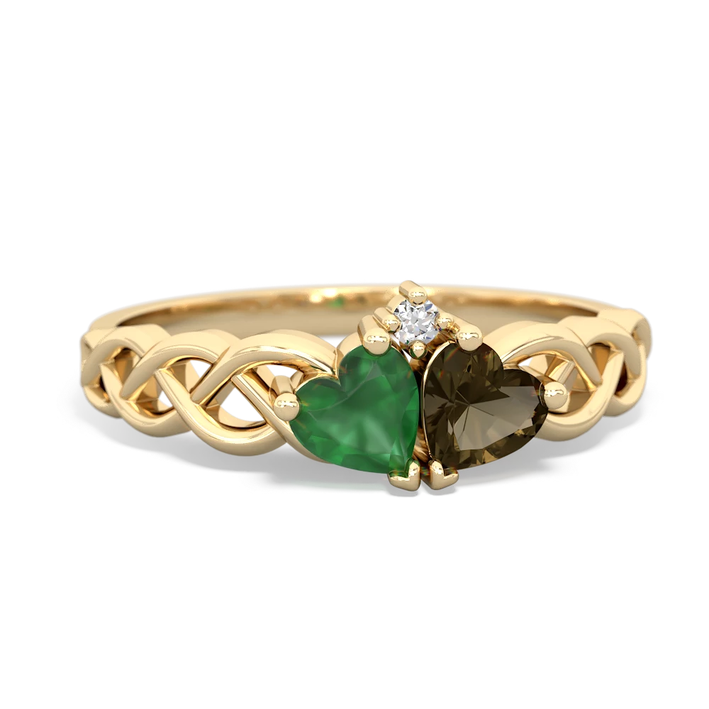 Emerald Heart To Heart Braid 14K Yellow Gold ring R5870