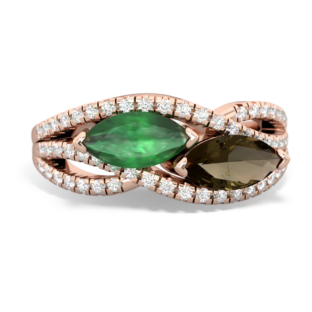 Emerald Diamond Rivers 14K Rose Gold ring R3070