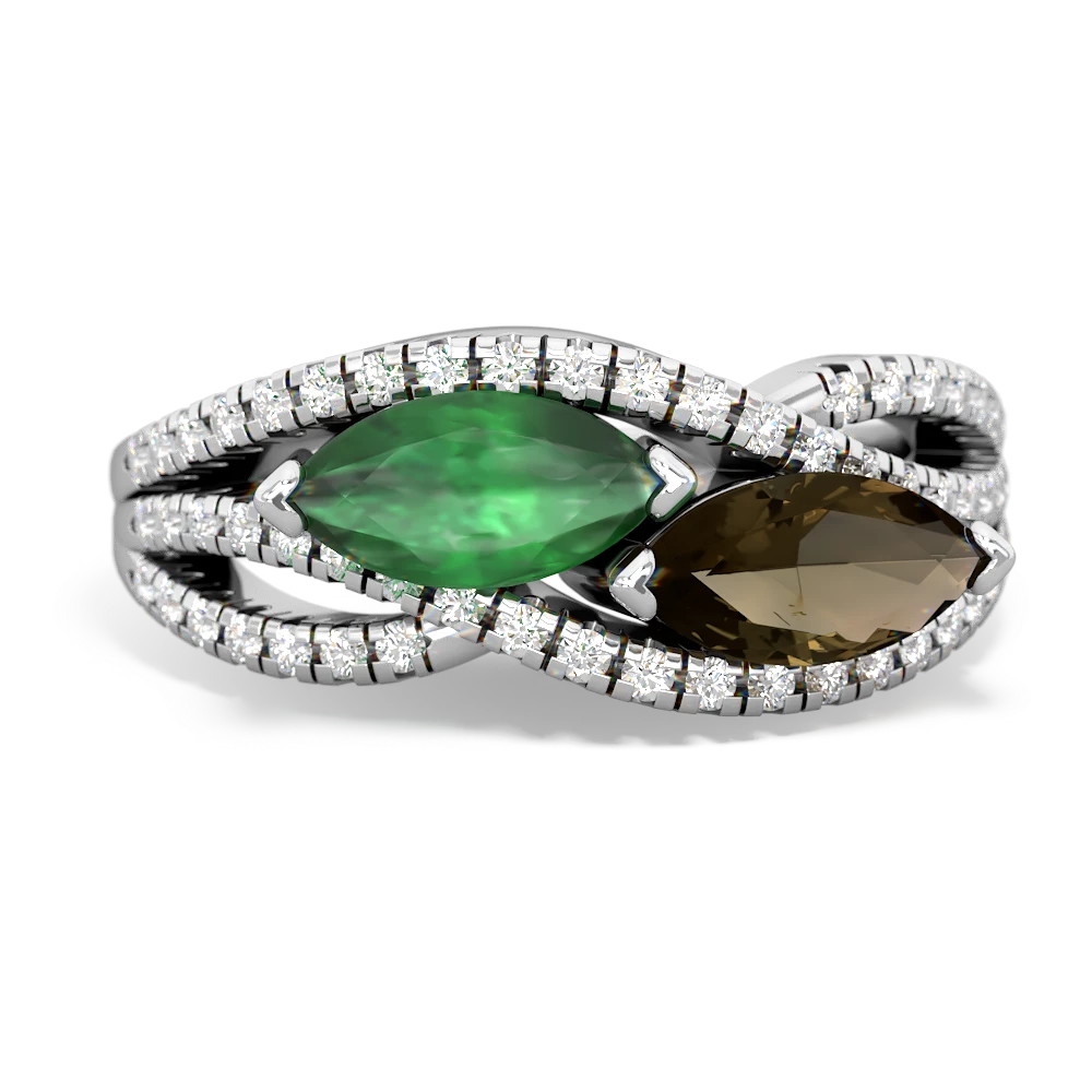 Emerald Diamond Rivers 14K White Gold ring R3070