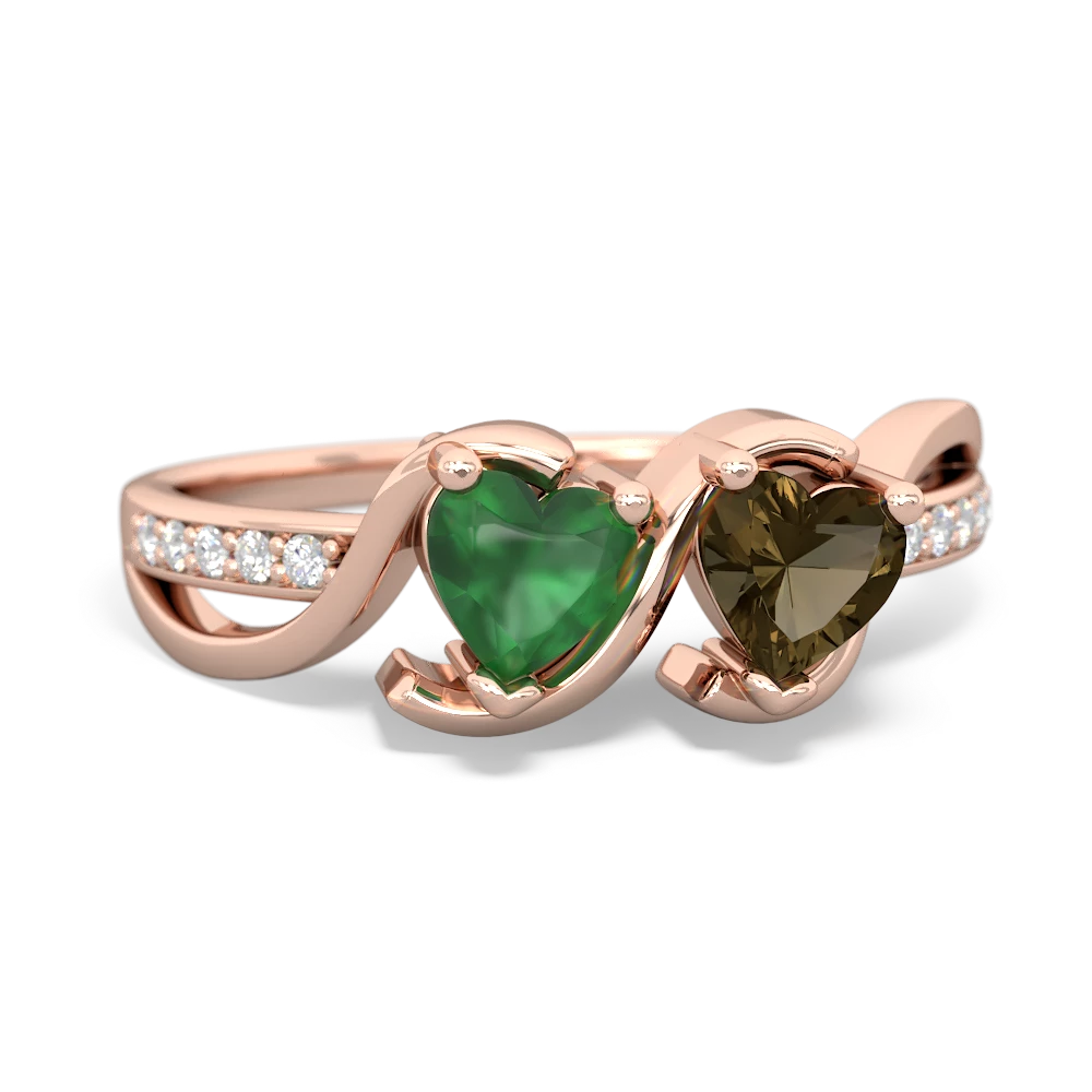 Emerald Side By Side 14K Rose Gold ring R3090