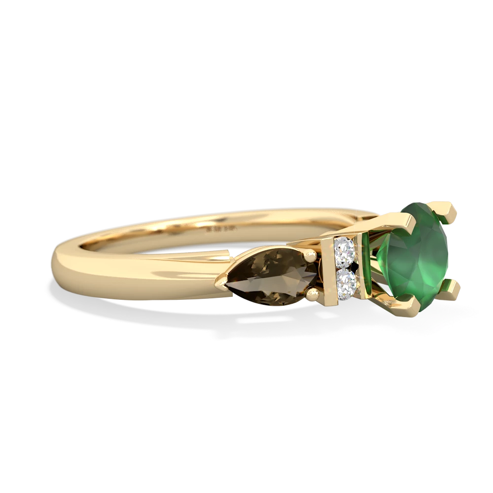Emerald 6Mm Round Eternal Embrace Engagement 14K Yellow Gold ring R2005