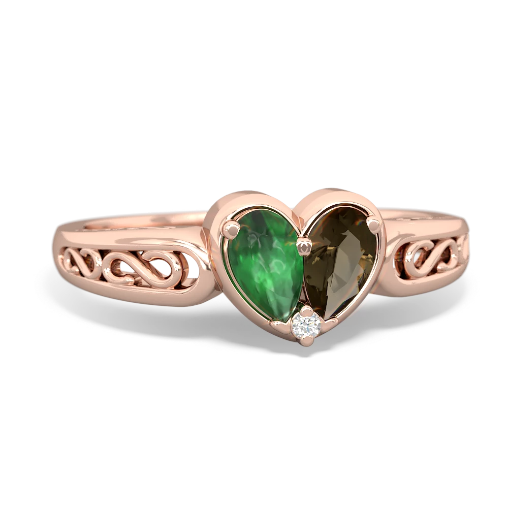 Emerald Filligree 'One Heart' 14K Rose Gold ring R5070