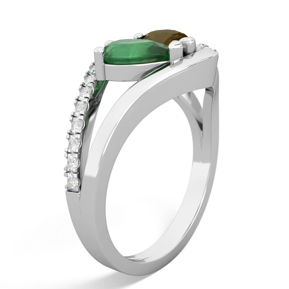 Emerald Nestled Heart Keepsake 14K White Gold ring R5650