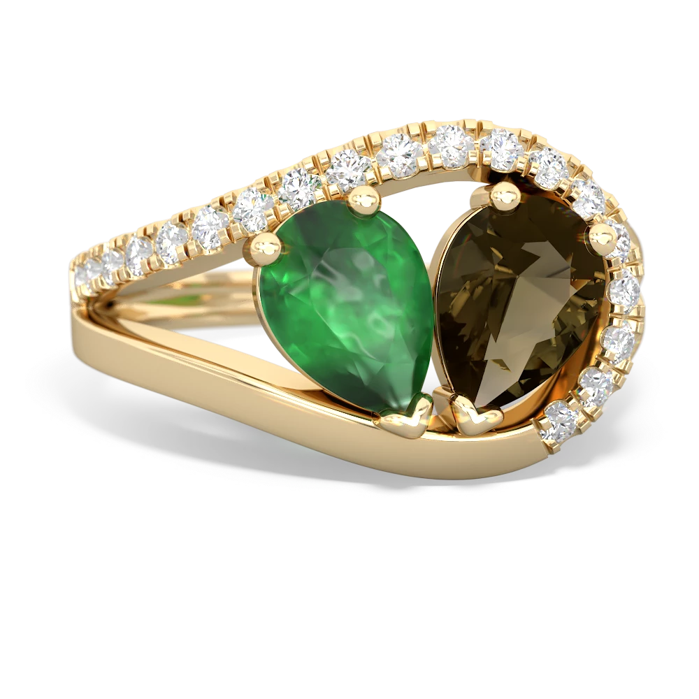 Emerald Nestled Heart Keepsake 14K Yellow Gold ring R5650