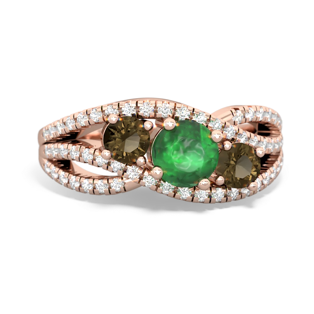 Emerald Three Stone Aurora 14K Rose Gold ring R3080