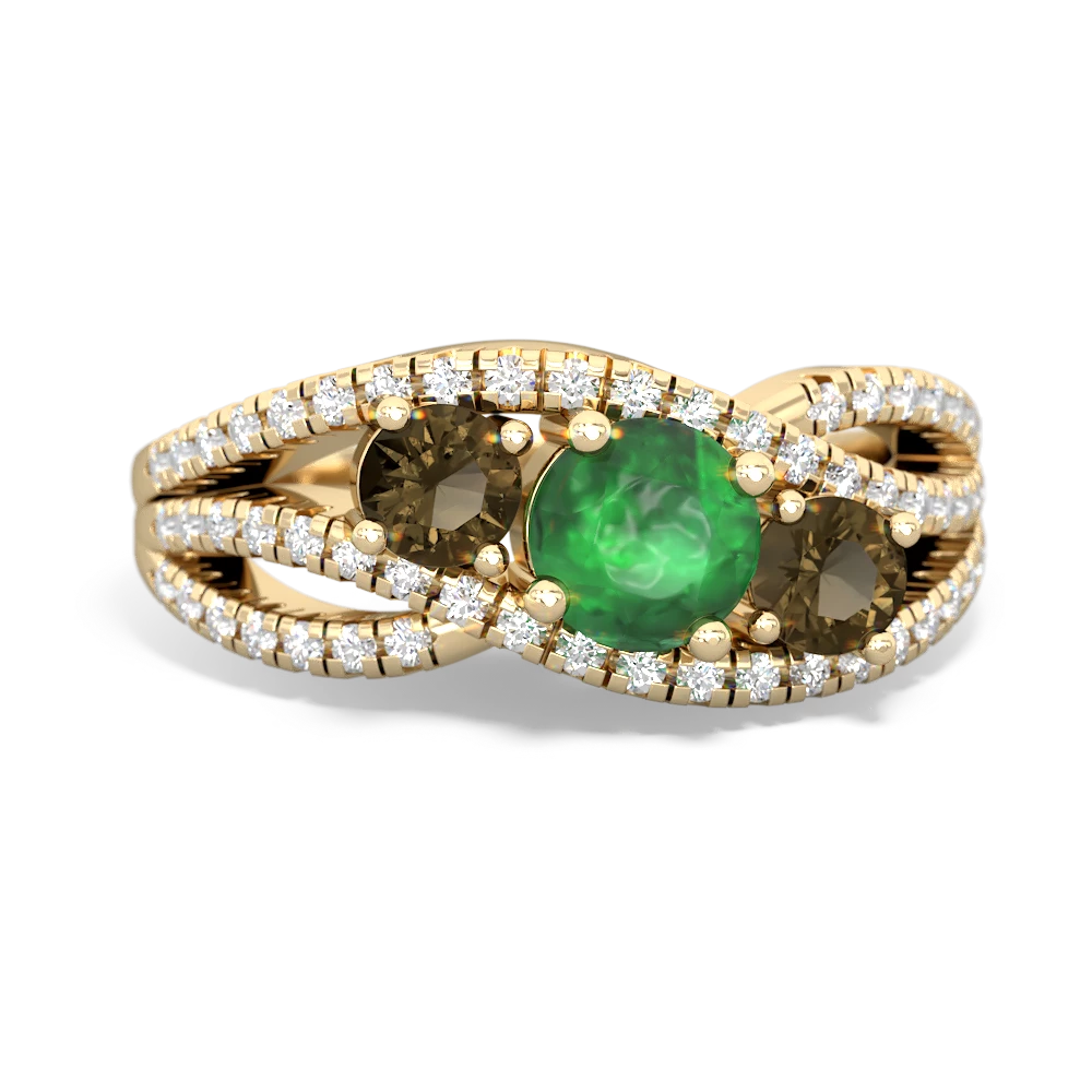 Emerald Three Stone Aurora 14K Yellow Gold ring R3080