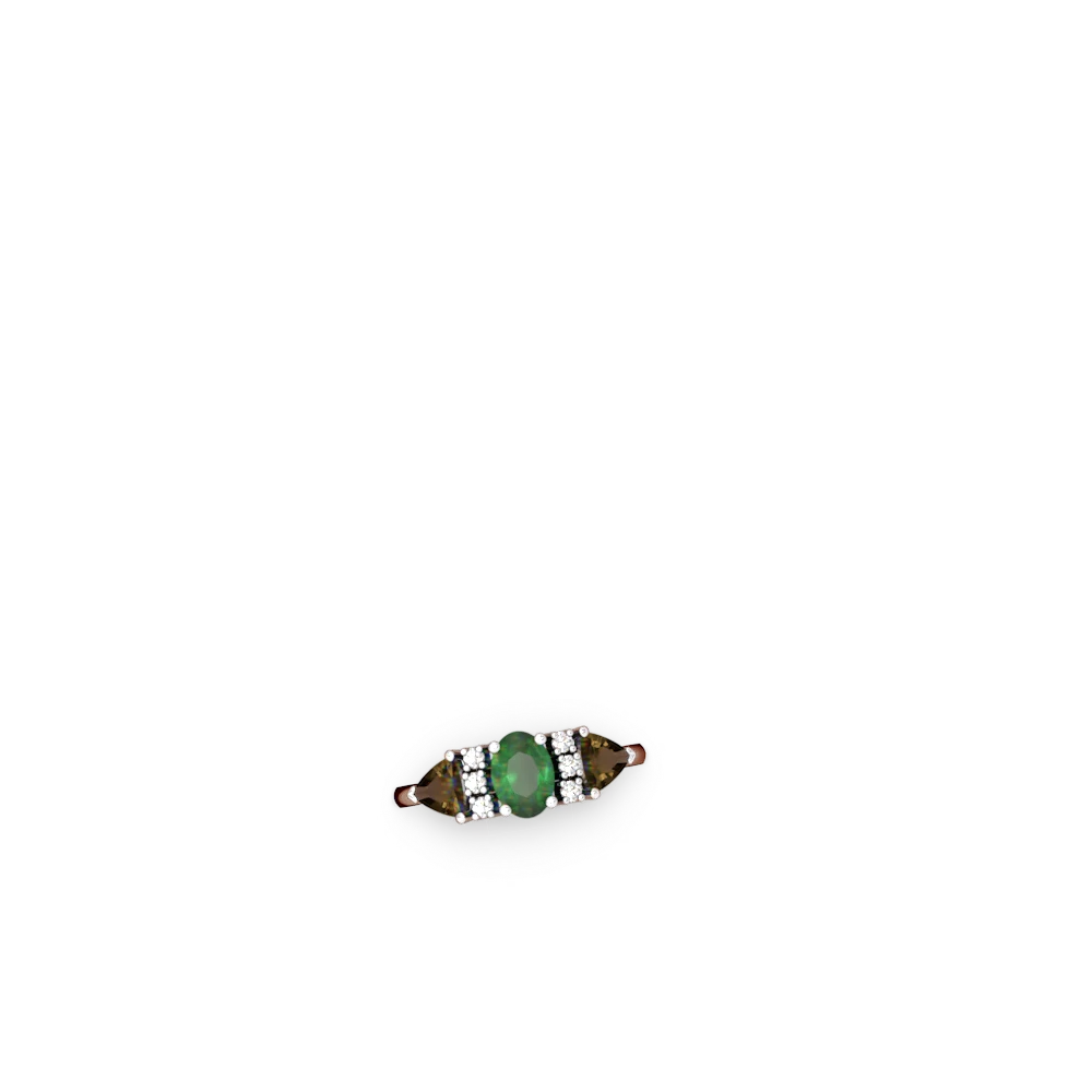 Emerald Antique Style Three Stone 14K White Gold ring R2186