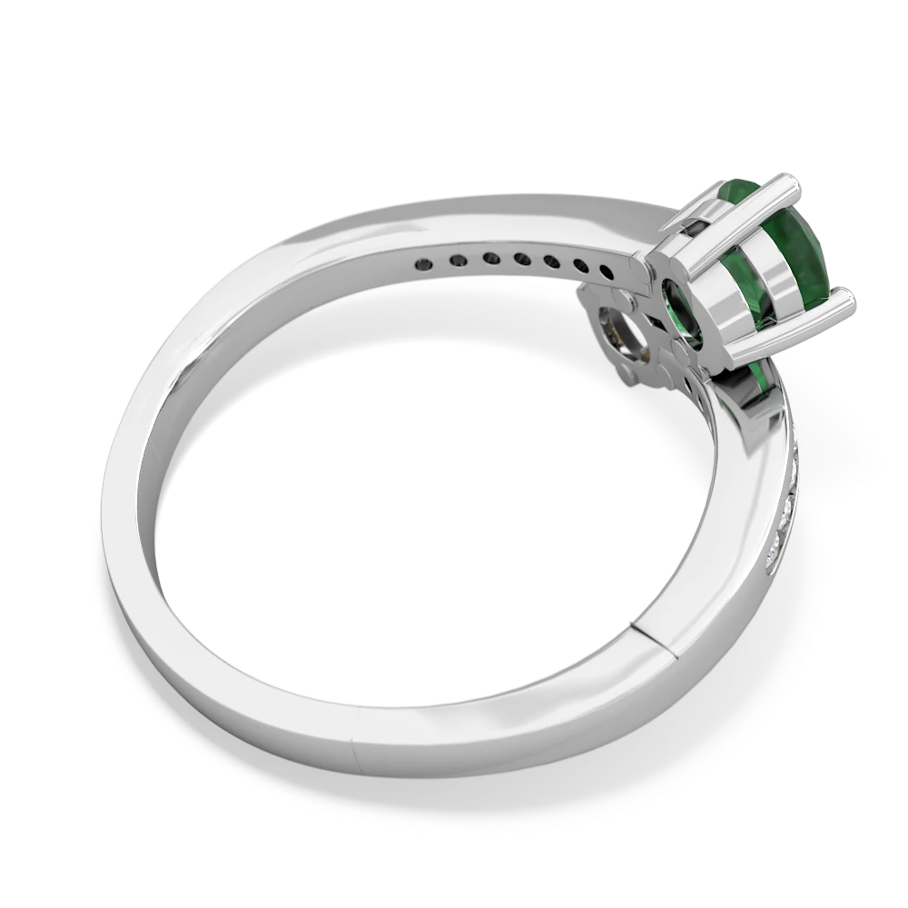 Emerald Channel Set Two Stone 14K White Gold ring R5303