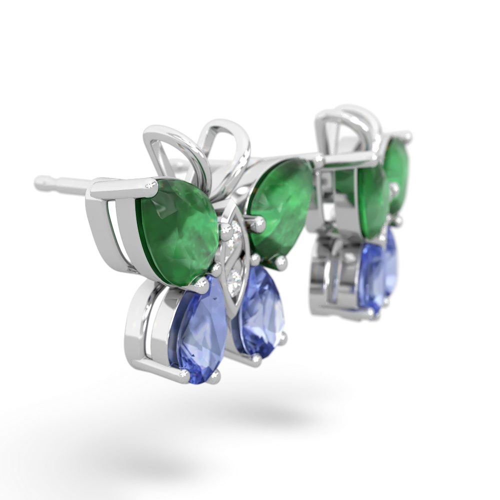 Emerald Butterfly 14K White Gold earrings E2215