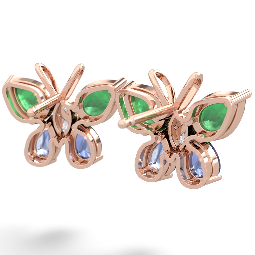 Emerald Butterfly 14K Rose Gold earrings E2215