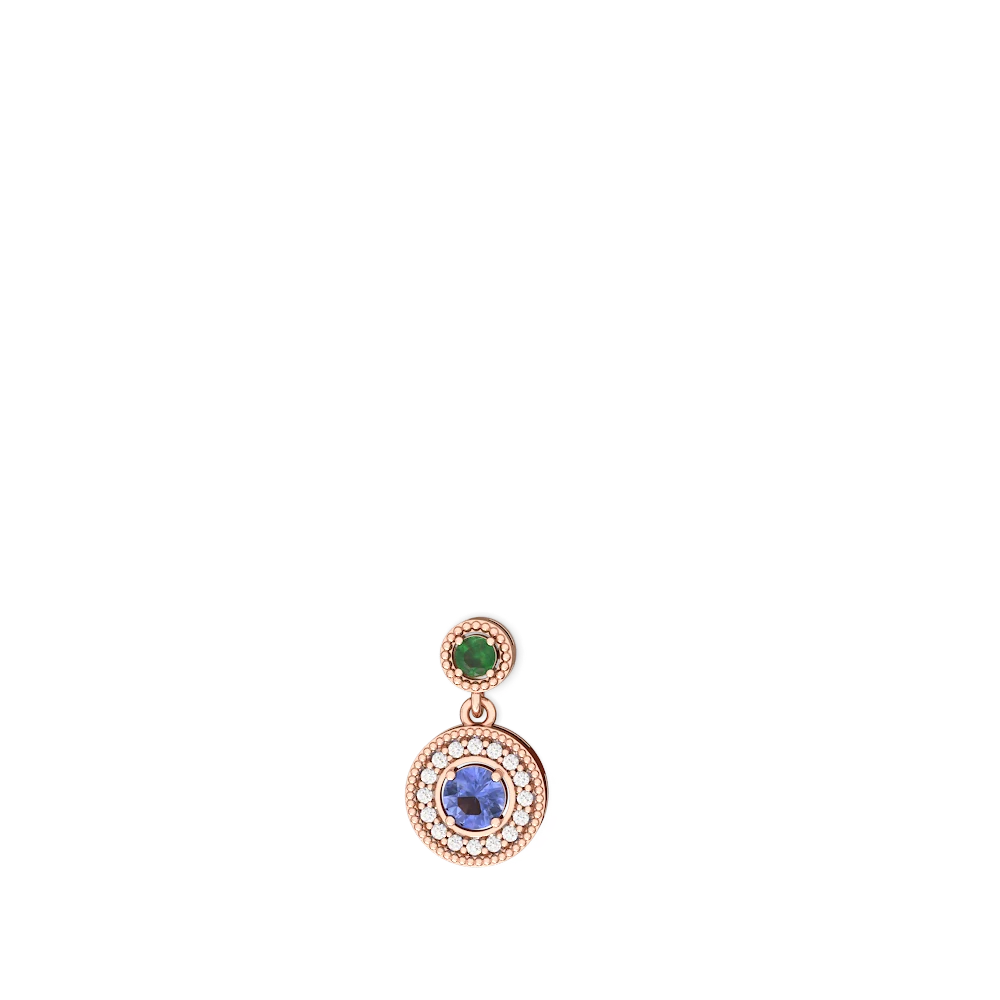 Emerald Halo Dangle 14K Rose Gold earrings E5319