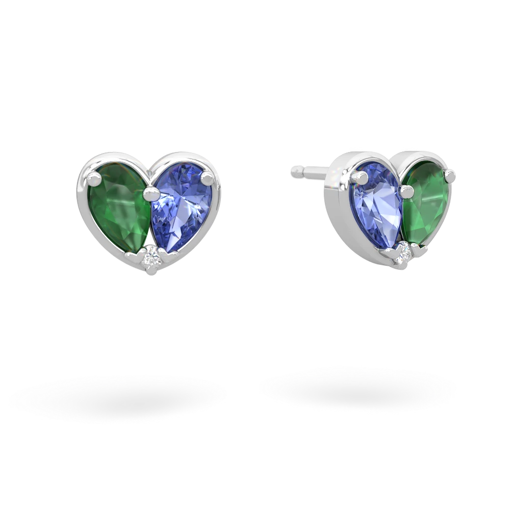 Emerald 'Our Heart' 14K White Gold earrings E5072