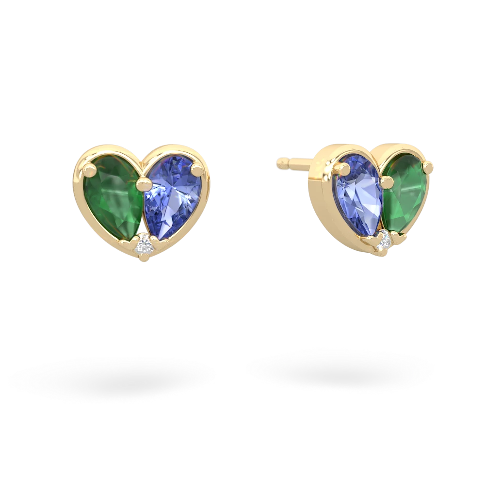 Emerald 'Our Heart' 14K Yellow Gold earrings E5072